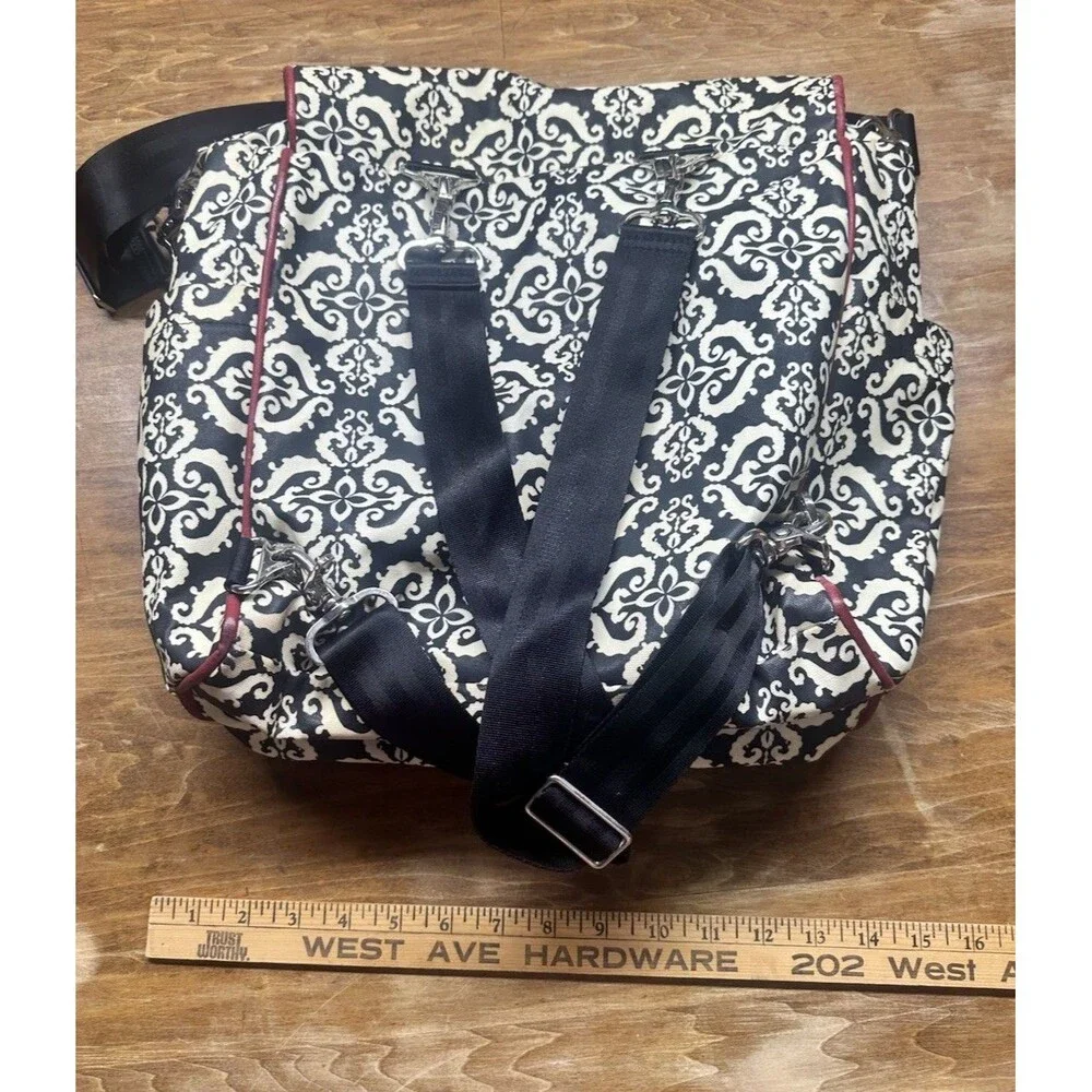 PETUNIA Pickle BOTTOM Diaper Bag Boxy Backpack LUXURY Frolicking in Fez Black